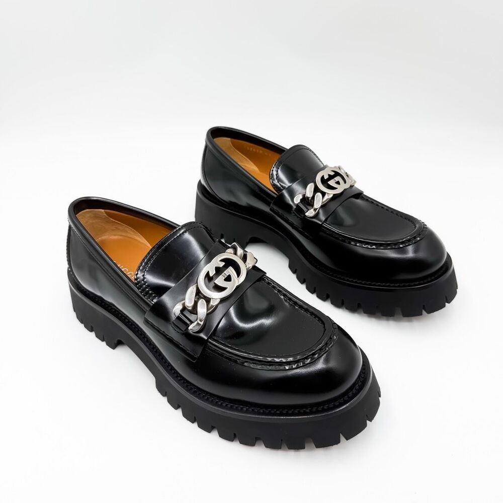 Gucci Jeanne GG Cordovan Lux Platform Sole Leather Loafers - Picture 2 of 11